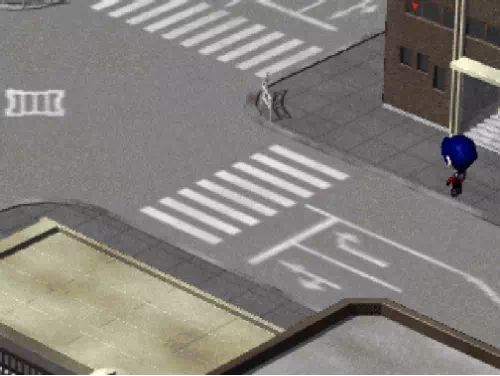 津我市の街並みを歩く主人公