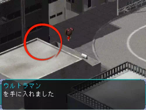 パトロール中のマップ北西でウルトラマンのカードを入手する場面(赤丸の位置)